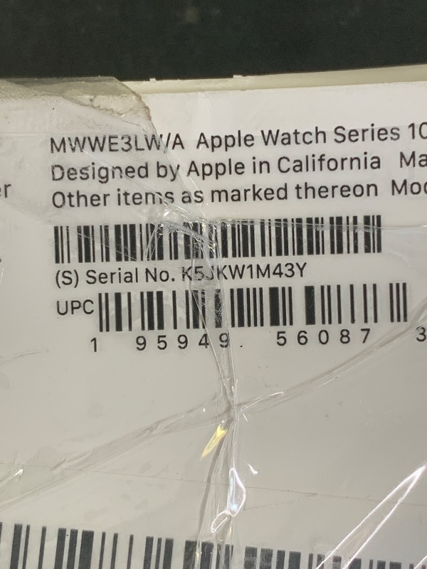 Photo 1 of Apple Watch Series 10 [GPS 42mm case] Smartwatch with Jet Black Aluminum Case with Black Sport Band - S/M. Fitness Tracker, ECG App, Always-On Retina Display, Water Resistant (missing band)