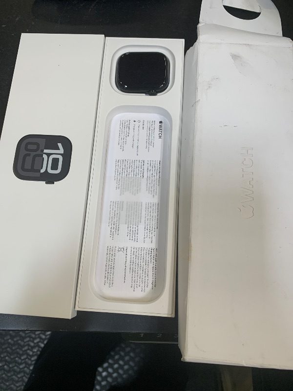 Photo 1 of Apple Watch Series 10 [GPS 46mm] with Jet Black Aluminium Case with Ink Sport Loop. Fitness Tracker, ECG App, Always-On Retina Display, Carbon Neutral (missing band)