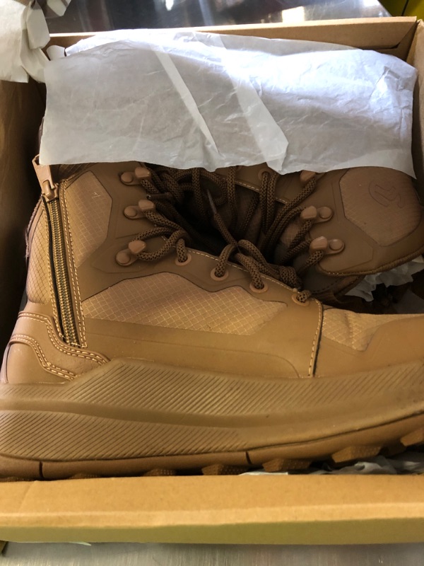 Photo 1 of WIDEWAY Men's Lightweight Tactical Boots with Side Zipper, Slip Resistant Work Boots for Men, Sneaker-Like Comfort Military Combat Boots for 12-Hour Shifts, Police, EMS, Motorcycle (Coyote)