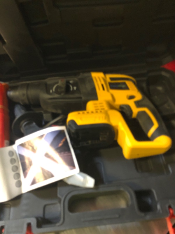 Photo 1 of SDS-Plus Cordless Rotary Hammer Drill Compatible with Dewalt 20V Battery(NO Battery) Brushless Motor, Safety Clutch, 4 Functions with 5 Drills and Carrying Case for Concrete/Masonry/Wood/Metal