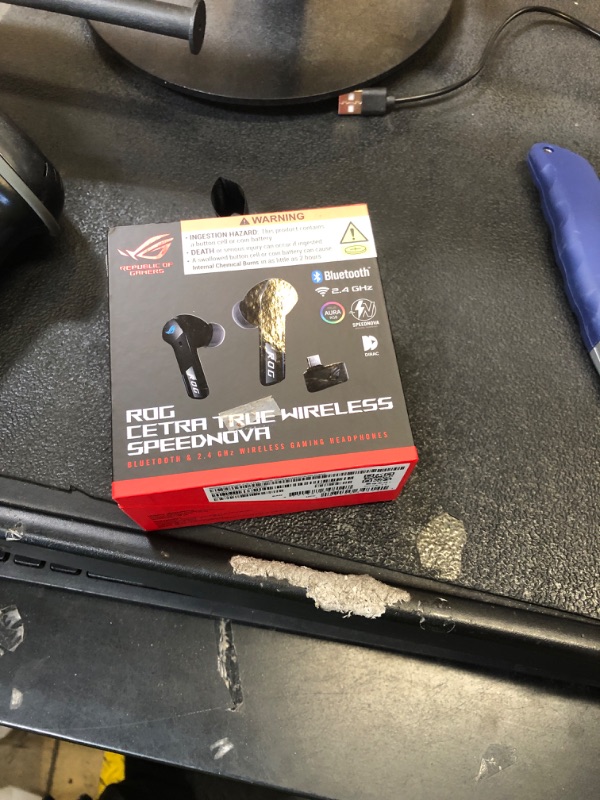 Photo 1 of ASUS ROG Cetra True Wireless SpeedNova Gaming Earbuds – Dual-Mode (BT, 2.4GHz), Dirac Opteo, Bone-Conduction AI Mic, Adaptive ANC, 46Hr Battery, for PC, PS5, PS4, Switch, Mobile, ROG Ally/X - Black