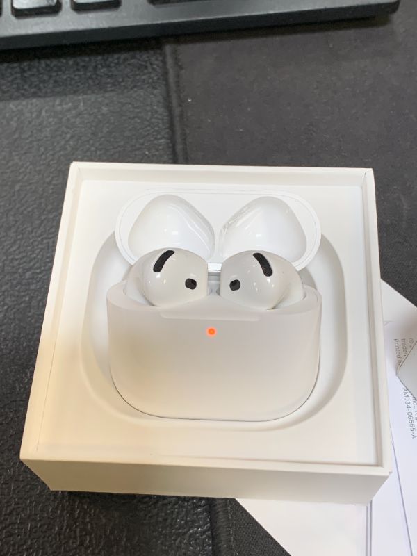 Photo 1 of Apple AirPods 4 Wireless Earbuds, Bluetooth Headphones, with Active Noise Cancellation, Adaptive, Transparency Mode, Personalized Spatial Audio, USB-C Charging Case, Wireless Charging, H2 Chip