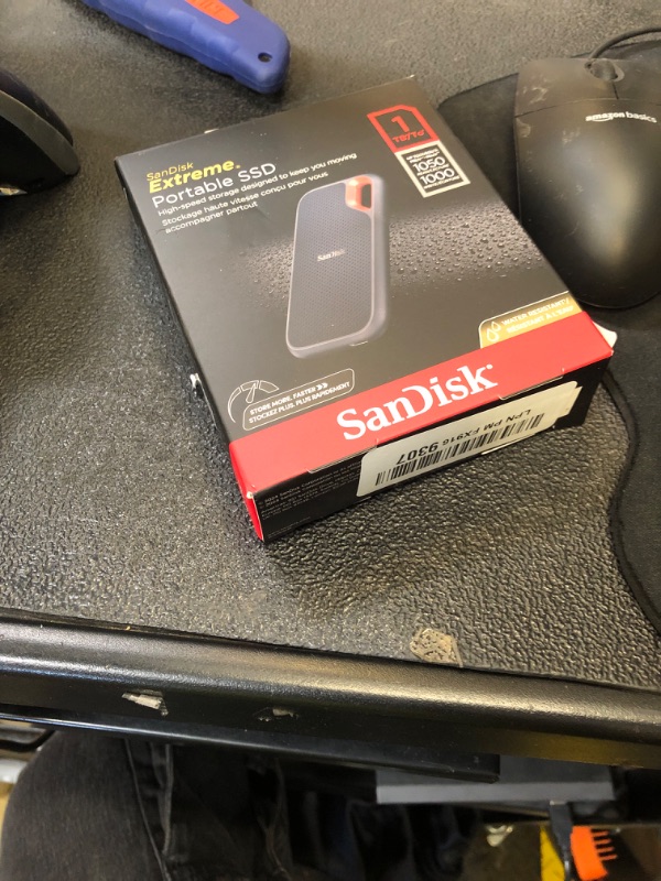 Photo 1 of SANDISK 1TB Extreme Portable SSD (Old Model) - Up to 1050MB/s, USB-C, USB 3.2 Gen 2, IP65 Water and Dust Resistance, Updated Firmware - External Solid State Drive - SDSSDE61-1T00-G25