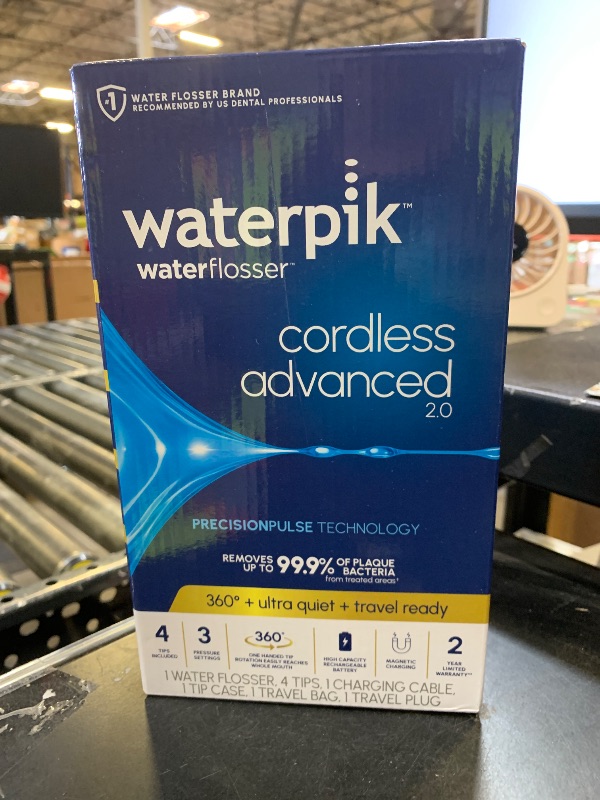 Photo 1 of Waterpik Cordless Advanced 2.0 Water Flosser For Teeth, Gums, Braces, Dental Care With Travel Bag and 4 Tips, ADA Accepted, Rechargeable, Portable, and Waterproof, Black WP-582, Packaging May Vary