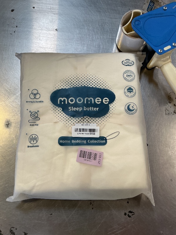 Photo 1 of MooMee Bedding Duvet Cover Set 100% Washed Cotton Linen Like Textured Breathable Durable Soft Comfy (Solid Cream, Queen 90"x90")