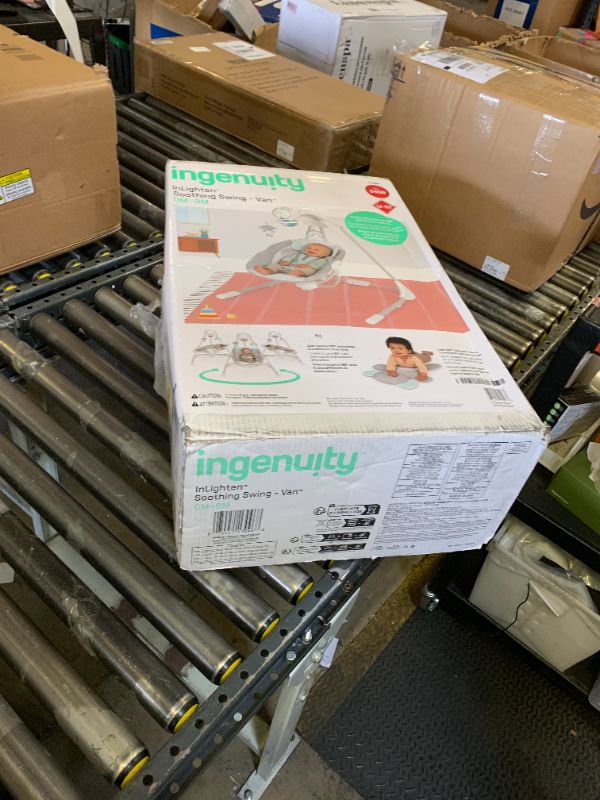 Photo 1 of Missing the seat and cushions---------------------Ingenuity InLighten 5-Speed Baby Swing - Swivel Infant Seat, 5 Point Safety Harness, Nature Sounds, Lights - Van Elephant