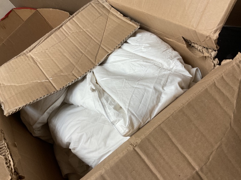 Photo 1 of BPC Lightweight Organic Feather Down Comforter Queen Size, Hotel-Luxury Fluffy Duvet Insert with Cotton Cover and Puffy Feather Down Filling, for Summer/Hot Sleepers, Ivory White, 90x90 Inches