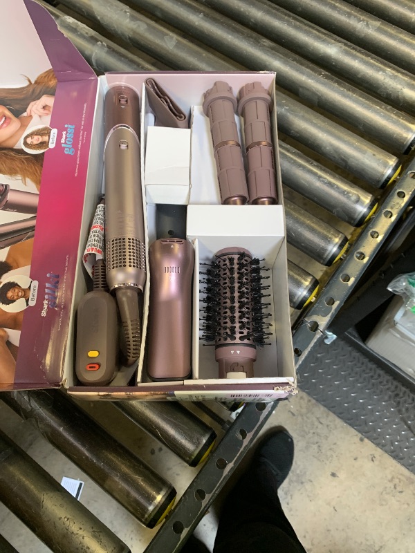 Photo 1 of Shark FlexFusion Hair Straightener & Powerful Hair Dryer with Fusion Hair Brush, Ceramic Air Styler with Auto-Wrap Curlers & Concentrator, Ceramic Plates, Cosmic Blush HD641S