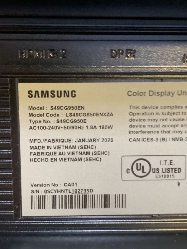 Photo 1 of MAJOR DAMAGE------------------------NONFUNCTIONAL-----------------------------------SELLING FOR PARTS ONLY-----------------------------------------------------------------**SOLD FOR PARTS ONLY, NONFUNCTIONAL** SAMSUNG 49" Odyssey G9 (G95C) Series DQHD 100