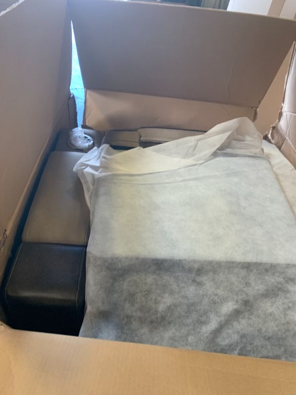 Photo 1 of Signature Design by Ashley Next-Gen DuraPella Power Recliner, Adjustable Headrest, Faux Leather Upholstery, Storage Armrests, 39" W x 39.5" D x 43" H, Sand