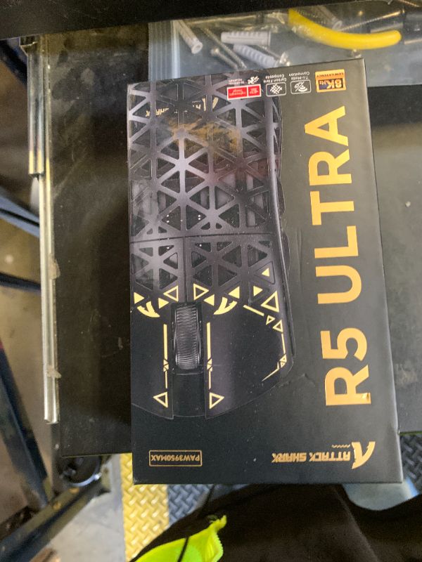 Photo 1 of ATTACK SHARK R5 Ultra Wireless Gaming Mouse,Carbon Fiber Shell 39g Superlight,PAW3950MAX Nordic 52840 MCU 8K Polling 42K DPI Optical Sensor,BT/2.4G/USB-C Wired Mice with Coiled Cable-Black&Griptape