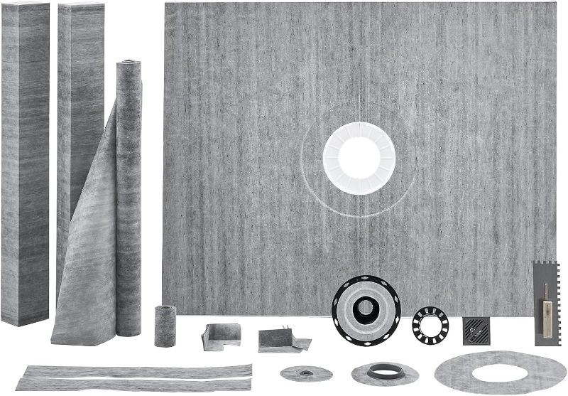 Photo 1 of VEVOR Shower Curb Kit, 60"x48" Shower Pan Kit with 2" PVC Central Flange, Waterproof Membrane, Stainless Steel Grate and Joint Sealant, Shower Pan Slope Sticks Fit for Bathroom