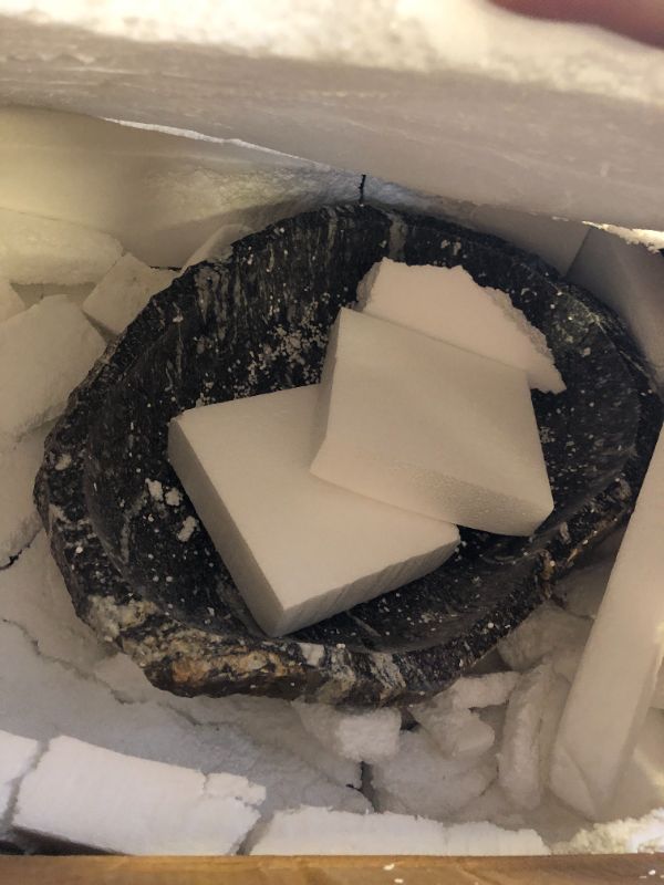 Photo 1 of Organic Freeform Hand-Carved Black Marble Vessel Sink – Stone Sink with Chiseled Exterior & Natural White Veining – One-of-a-Kind Rustic Luxury Bathroom Sink