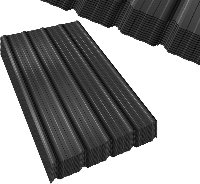 Photo 1 of Extra-Wide Coverage Metal Roof Panels (62"x33") Corrugated Galvanized Steel with Screws Waterproof for Warehouse Industrial Shed Garage Patio Roofing 8 Pcs Gray