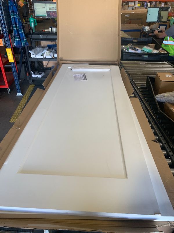 Photo 1 of BARNSMITH 60x80 in 1-Panel Sliding Closet Door, White Primed Bypass Interior Door with Top Track & Floor Guide, Preassembled Door Slab with Paintable Surface
