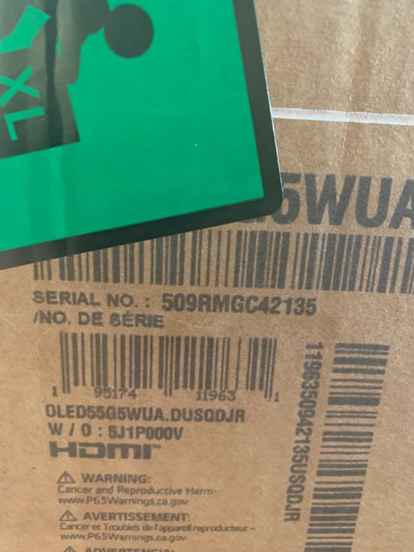 Photo 1 of FACTORY SEALED
LG 55-Inch Class OLED evo AI Super Upscaling 4K G5 Series Smart TV w/Dolby Atmos & Vision, HDR10, Filmmaker Mode, Wow Orchestra, Alexa Built-in (OLED55G5WUA, 2025)