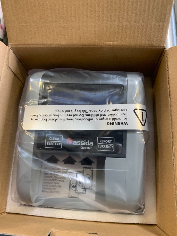 Photo 1 of Cassida Quattro Fast Automatic Currency Counterfeit Detector with Advanced Sensors (UV,MG,IR,MT,Thickness,Size) - All-Orientation Feeding - Rechargeable Battery - 3.5" Value (Pass/Fail + UV/MG)