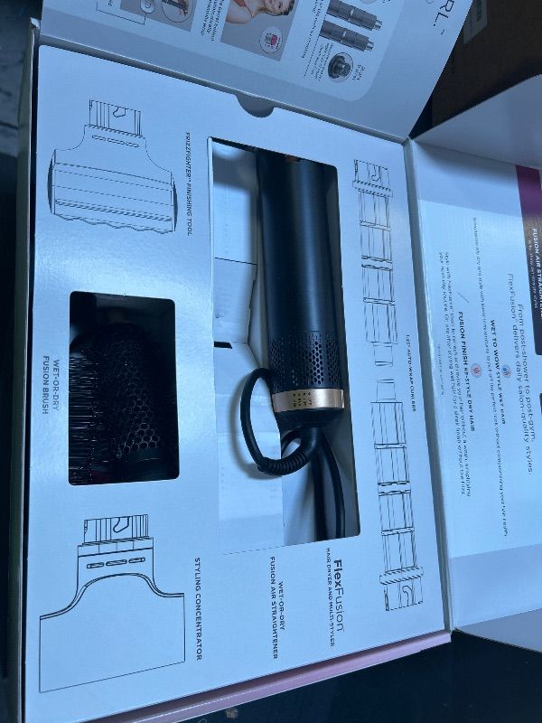 Photo 1 of Shark Flex Fusion Hair Straightener & Powerful Hair Dryer with Fusion Hair Brush, Air Styler with Auto-Wrap Hair Curlers, Concentrator, & Frizz Fighter, Metallic Mist, HD651S