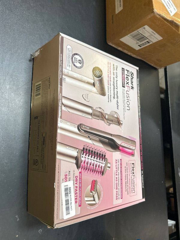 Photo 1 of Shark Flex Fusion Hair Straightener & Powerful Hair Dryer with Fusion Hair Brush, Air Styler with Auto-Wrap Hair Curlers, Concentrator, & Frizz Fighter, Metallic Mist, HD651S