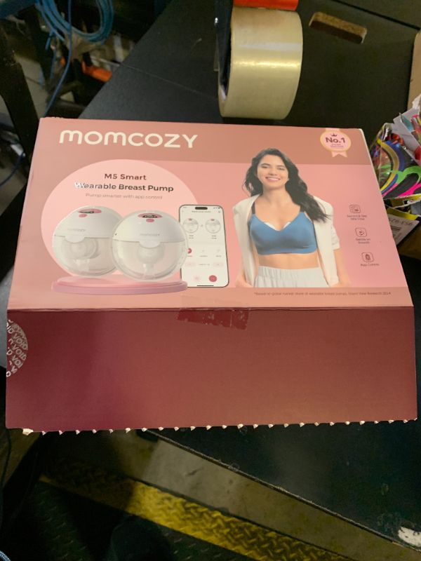 Photo 1 of Momcozy M5 Smart APP Controlled Wearable Breast Pump, Hands-Free Wireless Electric Pump, 3 Modes 9 Suction Levels, BPA-Free, Portable Lightweight, 24mm Flange, 2-Pack Cozy Red (FACTORY SEALED)