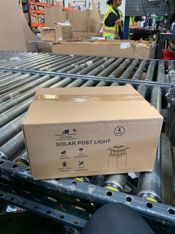 Photo 1 of EXCMARK 4x4 Solar Post Cap Lights, 4 Pack Fence Deck Post Lights Outdoor Solar Powered Waterproof with Two Light Modes Warm&Cool White for Garden Patio Decor. (Classic Black, 4)