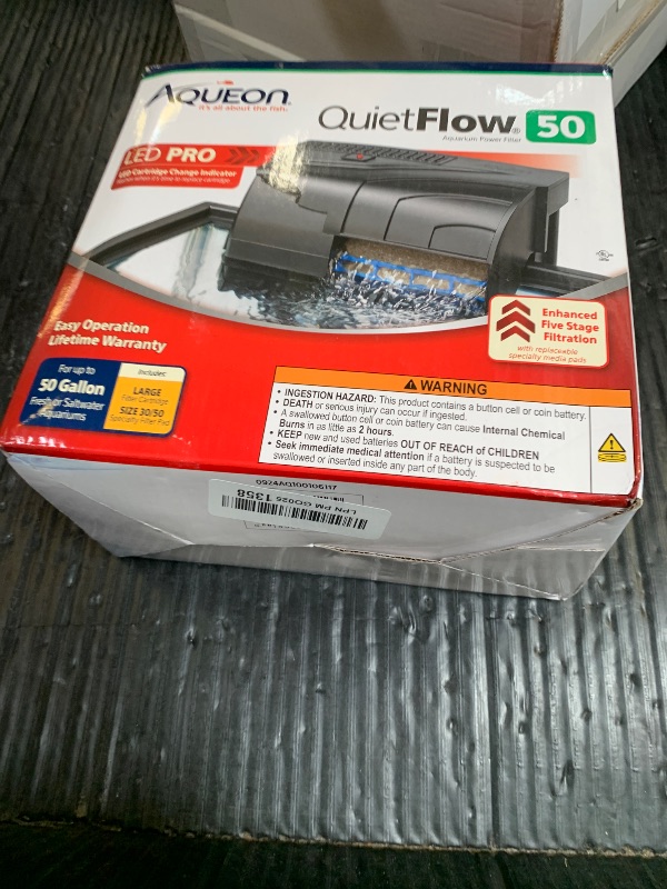 Photo 1 of Aqueon QuietFlow 50 LED PRO Aquarium Fish Tank Power Filter For Up To 50 Gallon Aquariums