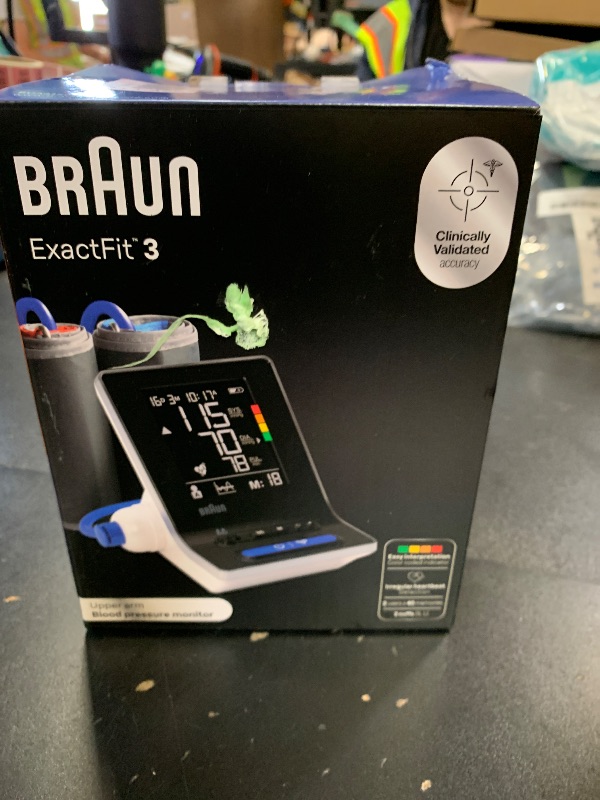 Photo 1 of Braun ExactFit 3 Blood Pressure Monitor for Home Use, Blood Pressure Machine, Color-Coded, High BP Monitor, 2 Upper Arm Cuff Sizes, 80 Memory Slots