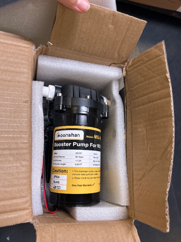 Photo 1 of Moonshan 100GPD Booster Pump for RO System with Complete Kit Suitable for Home Reverse Osmosis Water Filter System Quick-Connection Design High Pressure Switch Pressure Adjustable (6800)