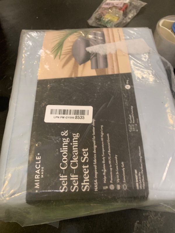Photo 1 of Miracle Made Breathable 100% Cotton Bed Sheet Set, 4-Piece Cooling Sheets, Silver-Infused Fabric for Freshness Between Washes, Lightweight Bedding for Hot Sleepers (Queen Size, Sky Blue)
