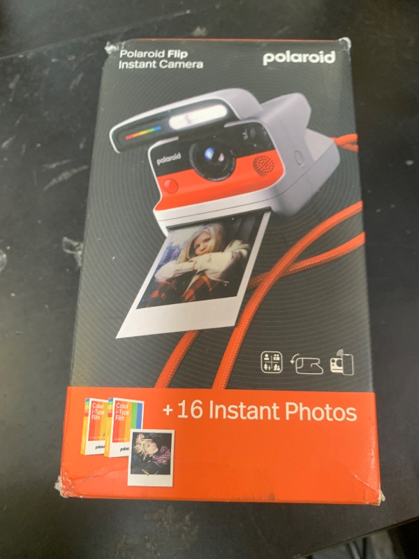 Photo 1 of Polaroid Flip Instant Camera + Color Film Bundle (16 Photos Included) - White (6652) - Hyperfocal 4-Lens System, Sonar autofocus, and Sence Analysis with Bluetooth paired Companion app