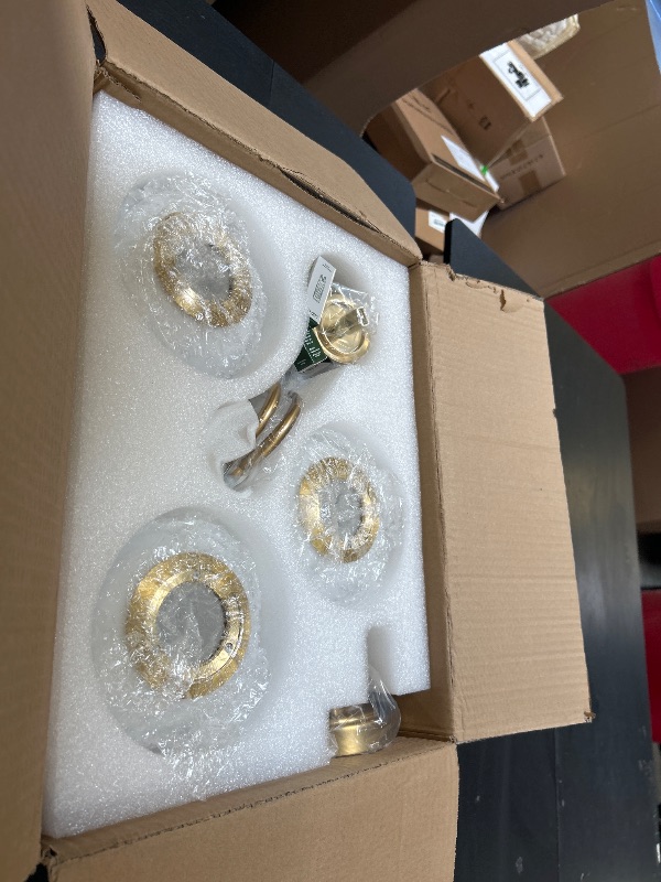 Photo 1 of 3 Lights Vintage Bathroom Vanity Light Fixtures Over Mirror, Brushed Gold Vanity Lights For Bathroom With Milk White Glass Globe Shade, Wall lights For Bedroom, Hallway, Dressing Table,Includ G9 Bulbs