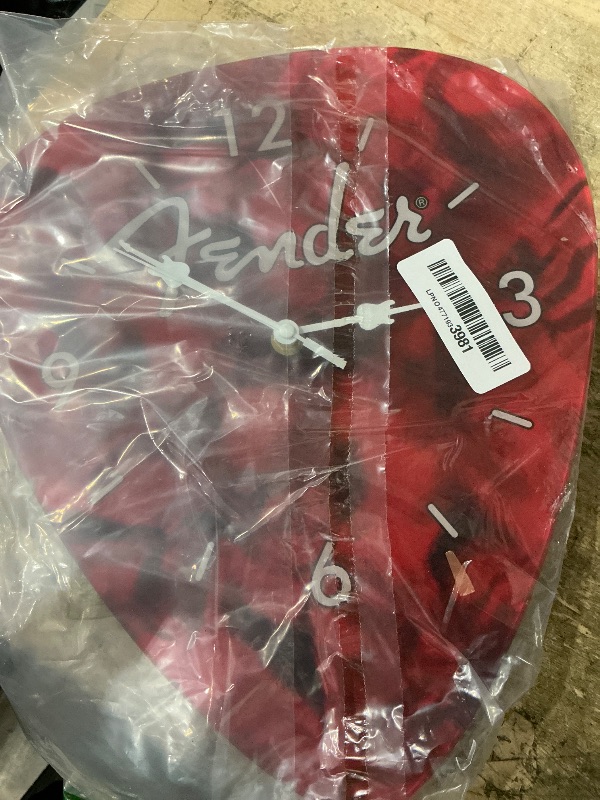 Photo 1 of **FOR PARTS ONLY/ NON-FUNCTIONAL*** P Pluginz Fender Guitar Pick Wall Clock (Red)