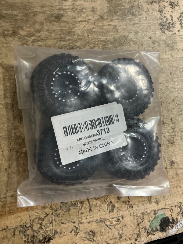 Photo 1 of 1.0 Beadlock Wheels and Tires 4pcs Aluminum Rim with 7mm Sleeve for RC Crawler Axial SCX24 Gladiator Bronco C10 Deadbolt AX24 TRX4M FCX24 Upgrade Parts (Black)