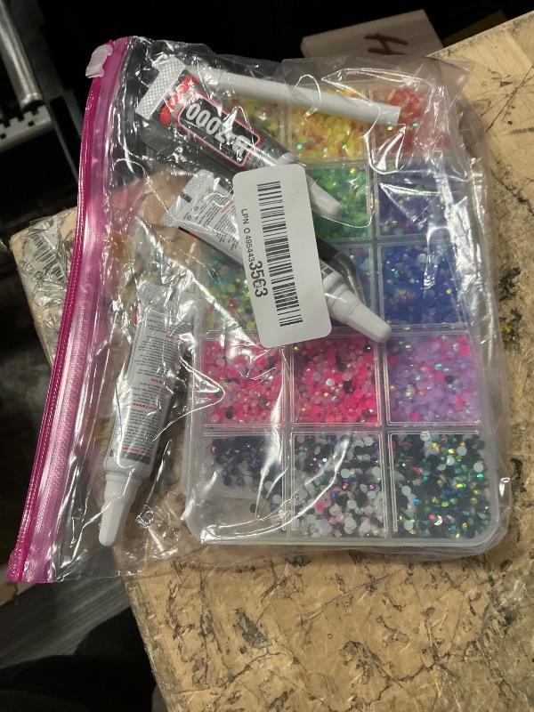 Photo 1 of 18000Pcs Resin Jelly Rhinestones for Bedazzling, Multicolor 3mm Flatback Rainbow Gems, Bedazzler Kit with 3Pcs 10ml B7000 Jewelry Glue for Crafts Crafting Book Shoes Nail Art