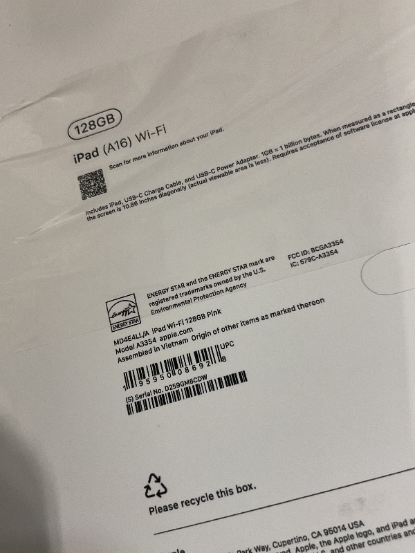Photo 1 of *LOCKED*Apple iPad 11-inch: A16 chip, 11-inch Model, Liquid Retina Display, 128GB, Wi-Fi 6, 12MP Front/12MP Back Camera, Touch ID, All-Day Battery Life — Pink