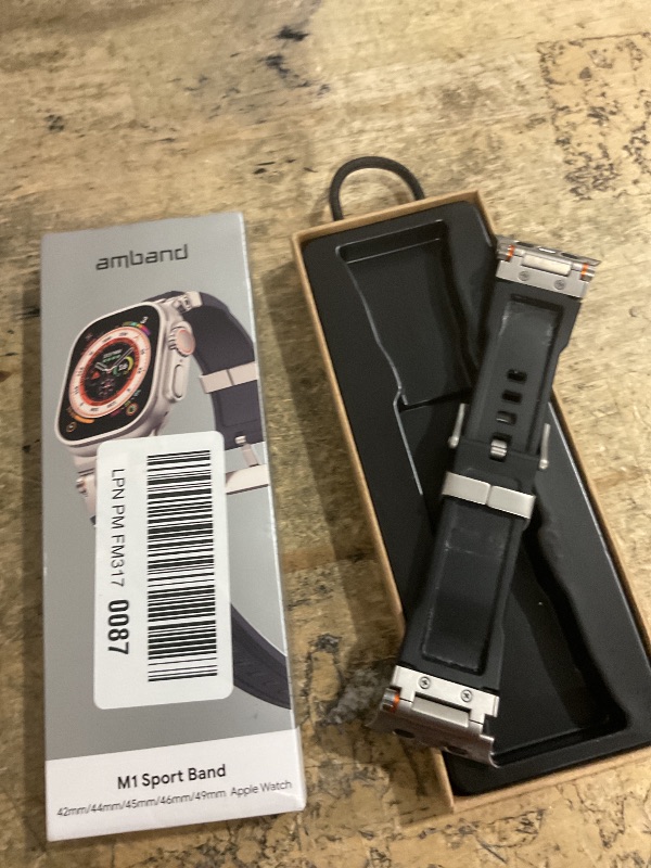 Photo 1 of *BANDS ONLY**amBand Bands Compatible with Apple Watch Ultra 3/2/1 49mm, M1 Sport Series Rugged Durable Strap with Metal Connector to Match Ultra's Titanium Case for iWatch 49mm Men Titanium/Black