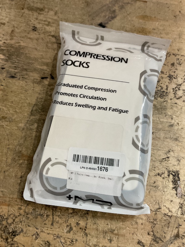 Photo 1 of +MD 2 Pairs 20-30 mmHg Medical Compression Socks for Women & Men, Knee High Open Toe Stockings, Circulation Support & Comfort Hose Nude/ Black, Small