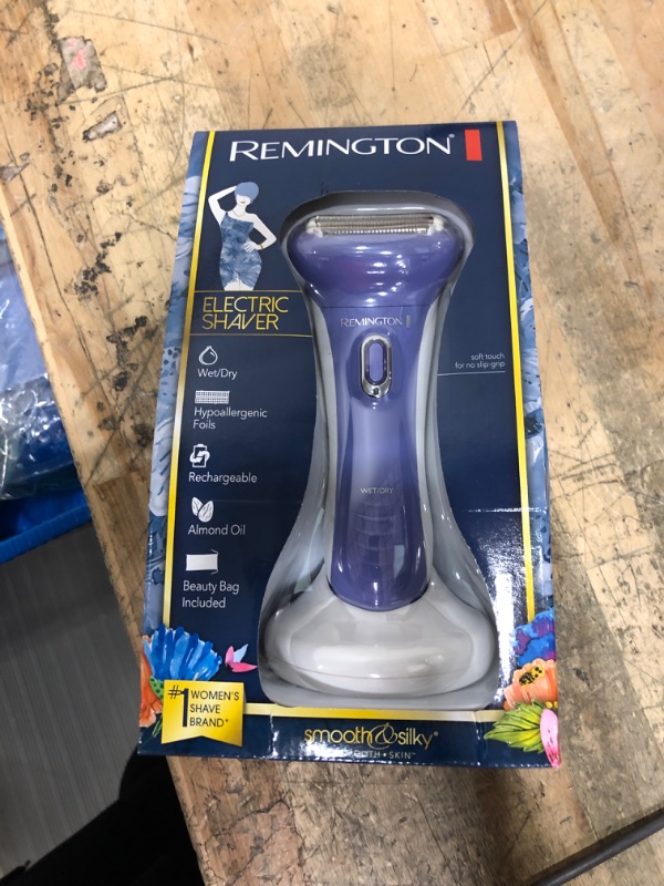 Photo 1 of **FACTORY SEALED** Remington Smooth & Silky Electric Shaver for Women, 4-Blade Smooth Glide Foil Shaver and Bikini Trimmer with Almond Oil Strip, Shave Wet or Dry