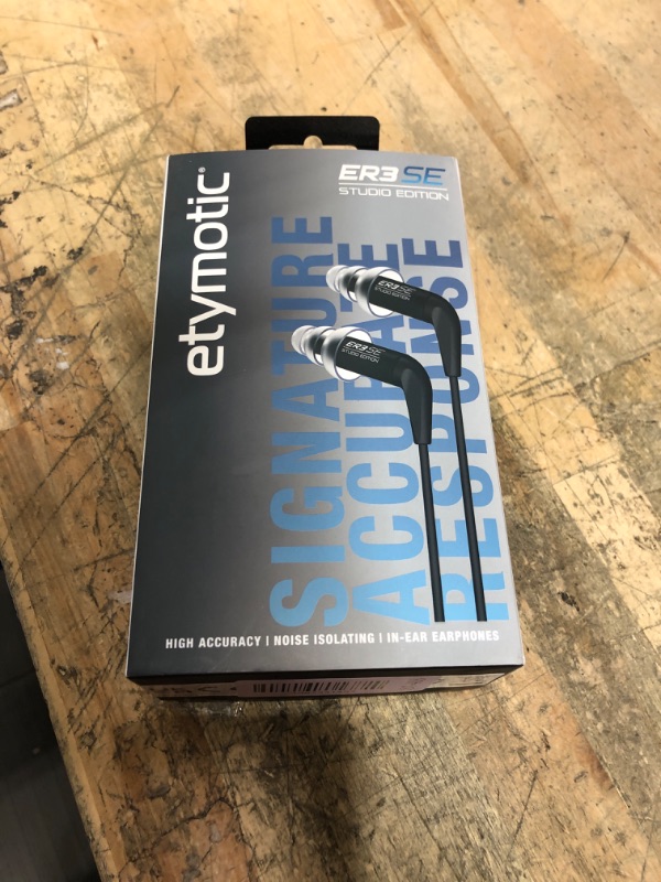 Photo 1 of **1 SIDE DAMAGED*** Etymotic ER3SE Studio Edition Earphone,Black (**UNKNOWN FUNCTION - MAY NEED TO PLUGGED UP TO DEVICE TO POWER ON**)