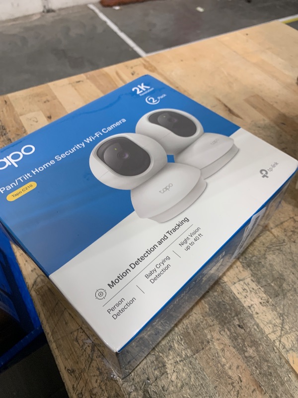 Photo 1 of **FACTORY SEALED** Tapo 2K Pan/Tilt Security Camera for Baby Monitor, Dog Camera w/Motion Detection, 2-Way Audio Siren, Night Vision, Cloud&SD Card Storage, Works w/Alexa & Google Assistant, 2-Pack (Tapo C210P2)