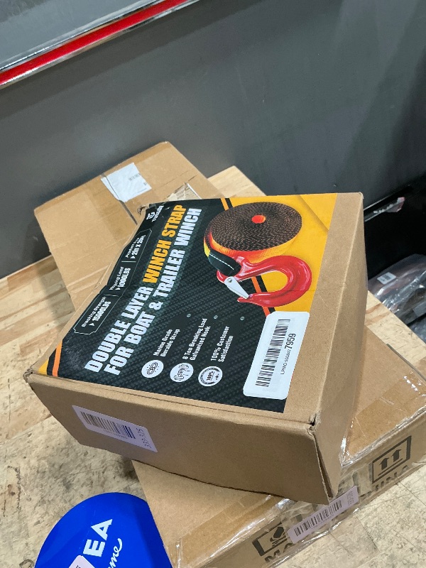 Photo 1 of [PREMIUM] Boat Trailer Winch Strap With Supper Steel Hook, 15000 LBS Break Strength, Two Layers Winch Strap, Winch Pulley Strap For Boat Trailer Replacement, Towing Vehicles & Boat Accessories 2"x20'