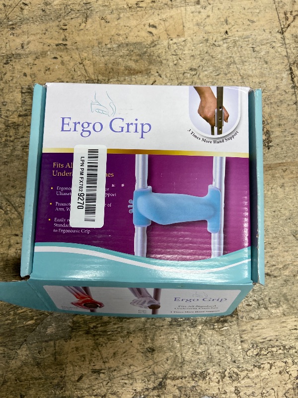 View 2 of ***FOR PARTS ONLY MISSING PIECES & DAMAGED **** Ergo Grip® Ergonomic Crutch Hand Grips – Comfortable Replacement Handles for Standard Underarm Crutches – Padded, Non-Slip Design Reduces Wrist Pressure – No Assembly Required (Grey, 1 Pair)