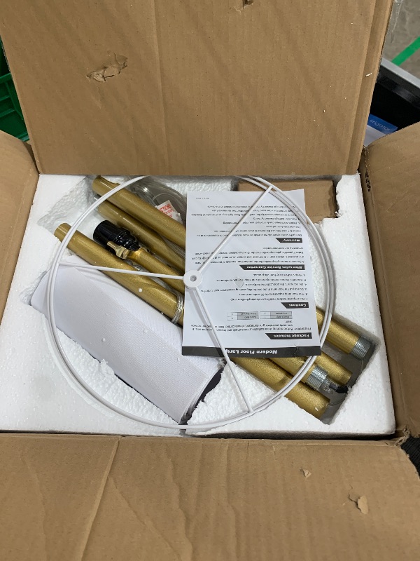 Photo 1 of ?Upgraded?Dimmable Gold Floor Lamps for Living Room, 11W LED Bulb Included, Modern Standing Lamp with Marble Base, Tall Pole Light with White Linen Shade for Bedroom Reading Office Corner Nursery