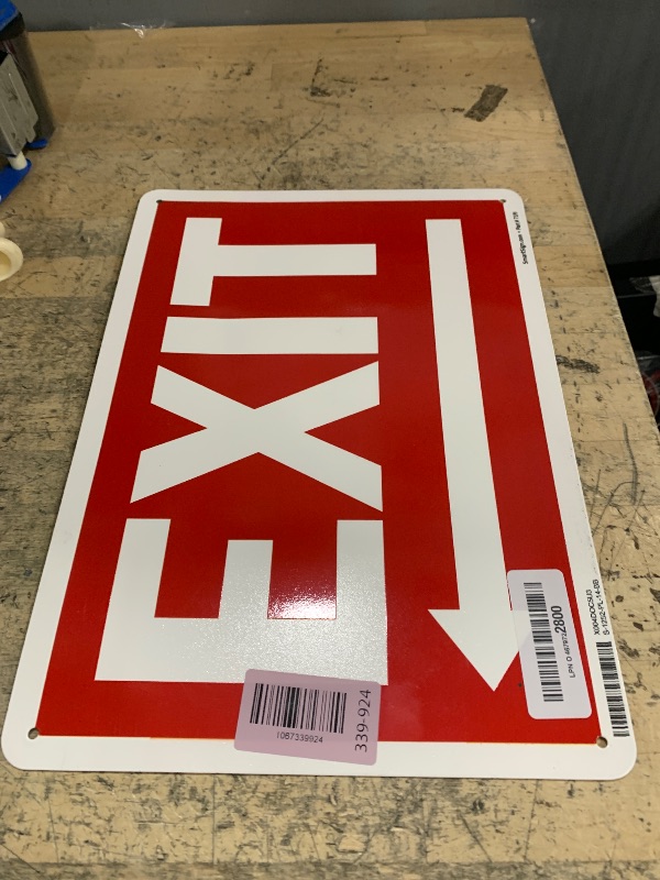 Photo 1 of "Exit" Sign with Left Arrow by SmartSign | 10" x 14" Plastic