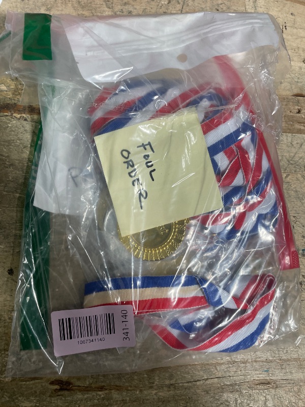 Photo 1 of 12 Pieces Metal Winner Gold Silver Bronze Award Medals with Red White Blue Neck Ribbon 2 Inch by MOMOONNON