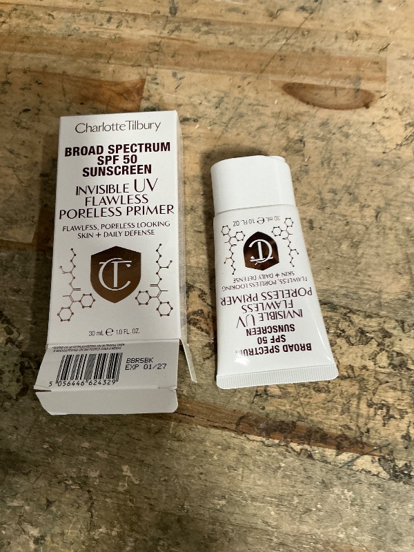 Photo 1 of  exp 01/2027
Charlotte Tilbury Invisible UV Flawless Makeup Primer - Broad Spectrum SPF 50 Sunscreen & Poreless Face Primer - Brightening Vitamin C & Hydrating Hyaluronic Acid to Protect & Prime Skin (30ml)