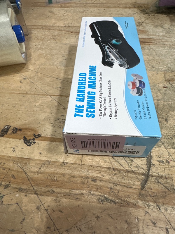 Photo 1 of **NON FUNCTIONAL** Handheld Sewing Machine, Mini Portable SewingMachine for Beginners, Electronic Small Sewing Machine for Quick Stitching & DIY Crafts, Complete Sewing Kit (Black)