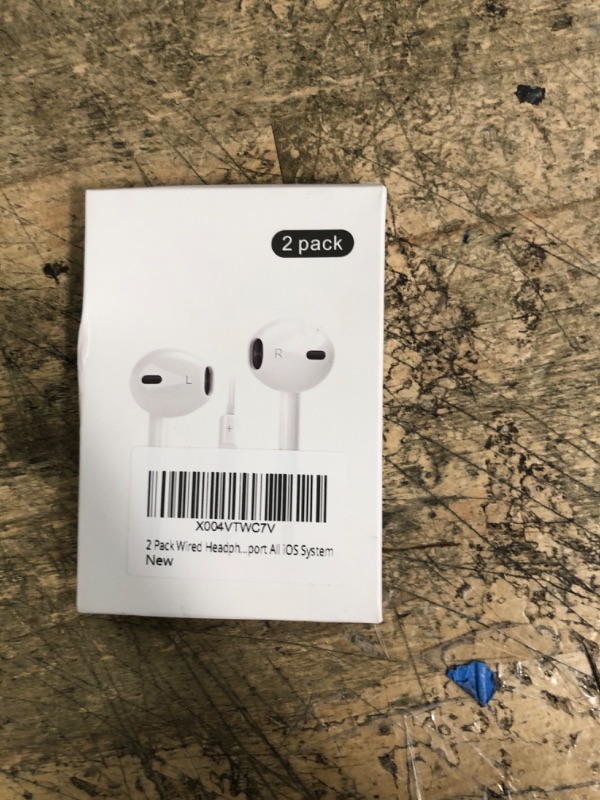 Photo 1 of 2 Pack Wired Headphones for iPhone Earbuds with Built-in Microphone & Volume Control Nosie Reduction Earphones Headsets Compatible with iPhone 14 13 12 11 Pro Max XS XR X 8 7, Support All iOS System