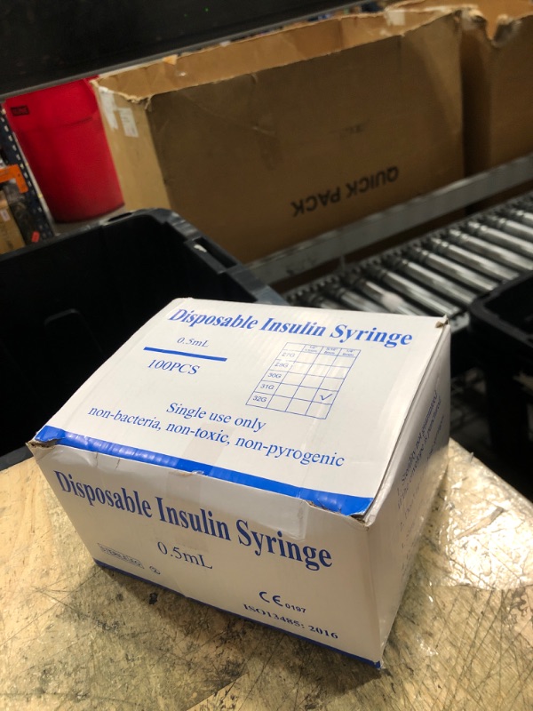 Photo 1 of 0.5ml Syringe with Cap, 31G 1/4" 6mm 1/2cc Syringes, Disposable Individual Package, Pack of 100