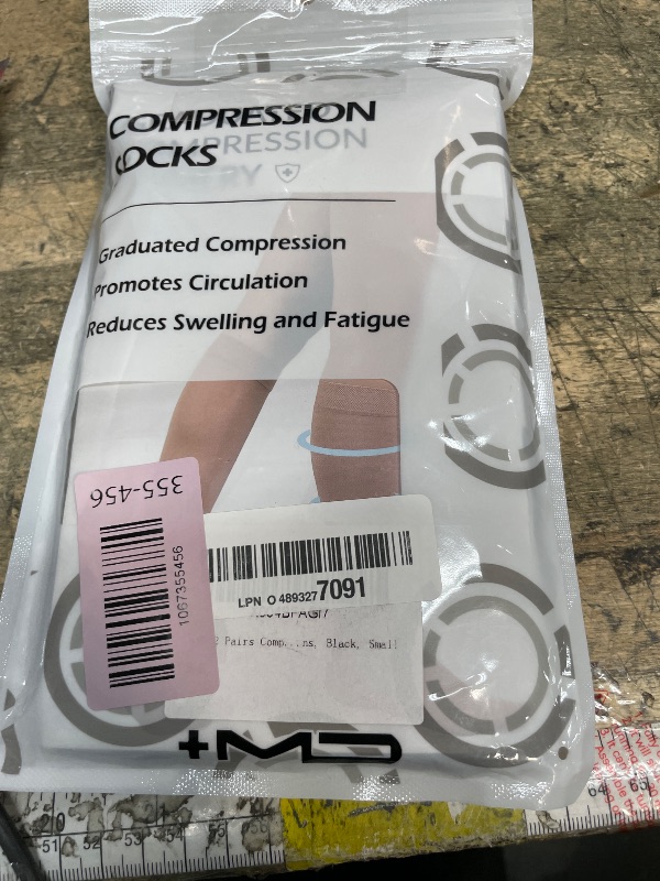 Photo 1 of +MD 2 Pairs 20-30 mmHg Medical Compression Socks for Women & Men, Knee High Open Toe Stockings, Circulation Support & Comfort Hose Black, Small
